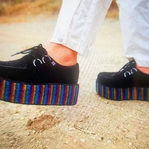 Dolls Kill Black & Rainbow Wrap Creepers